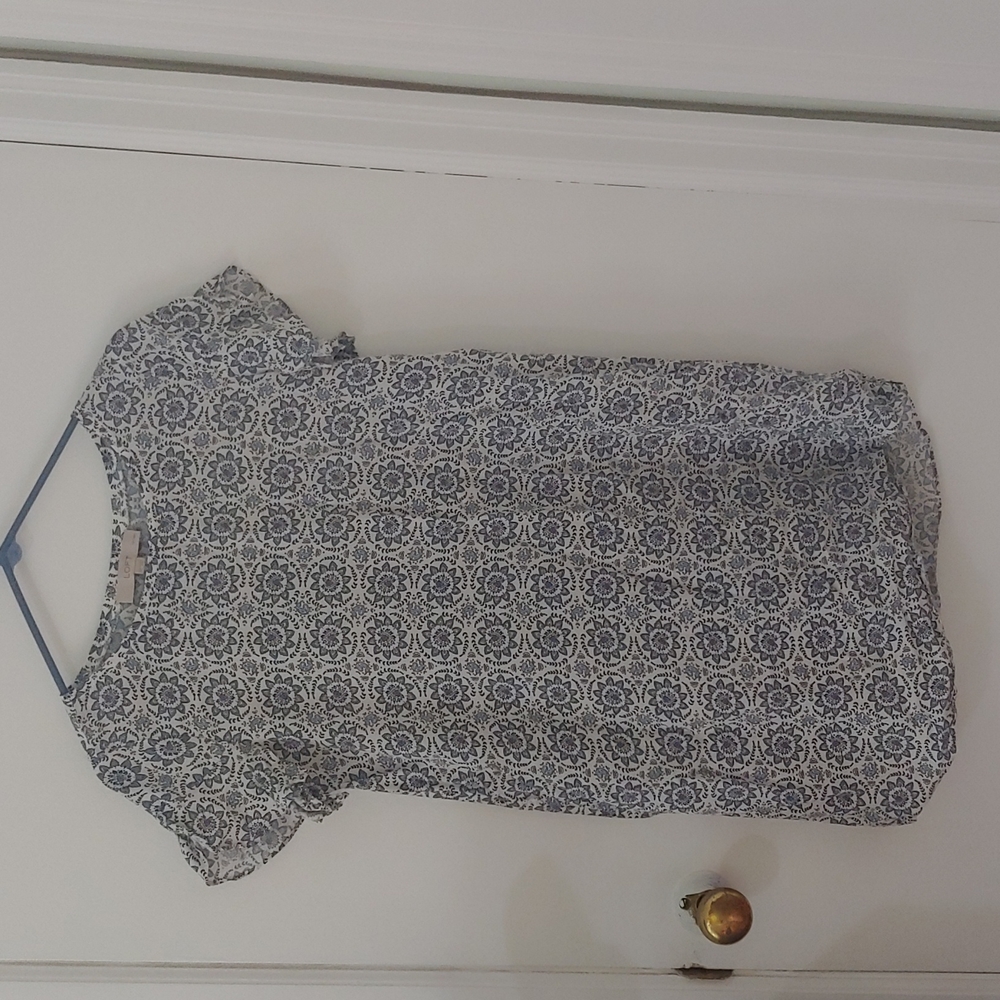 Loft Blue/circular patterned dress...Size=Small petite